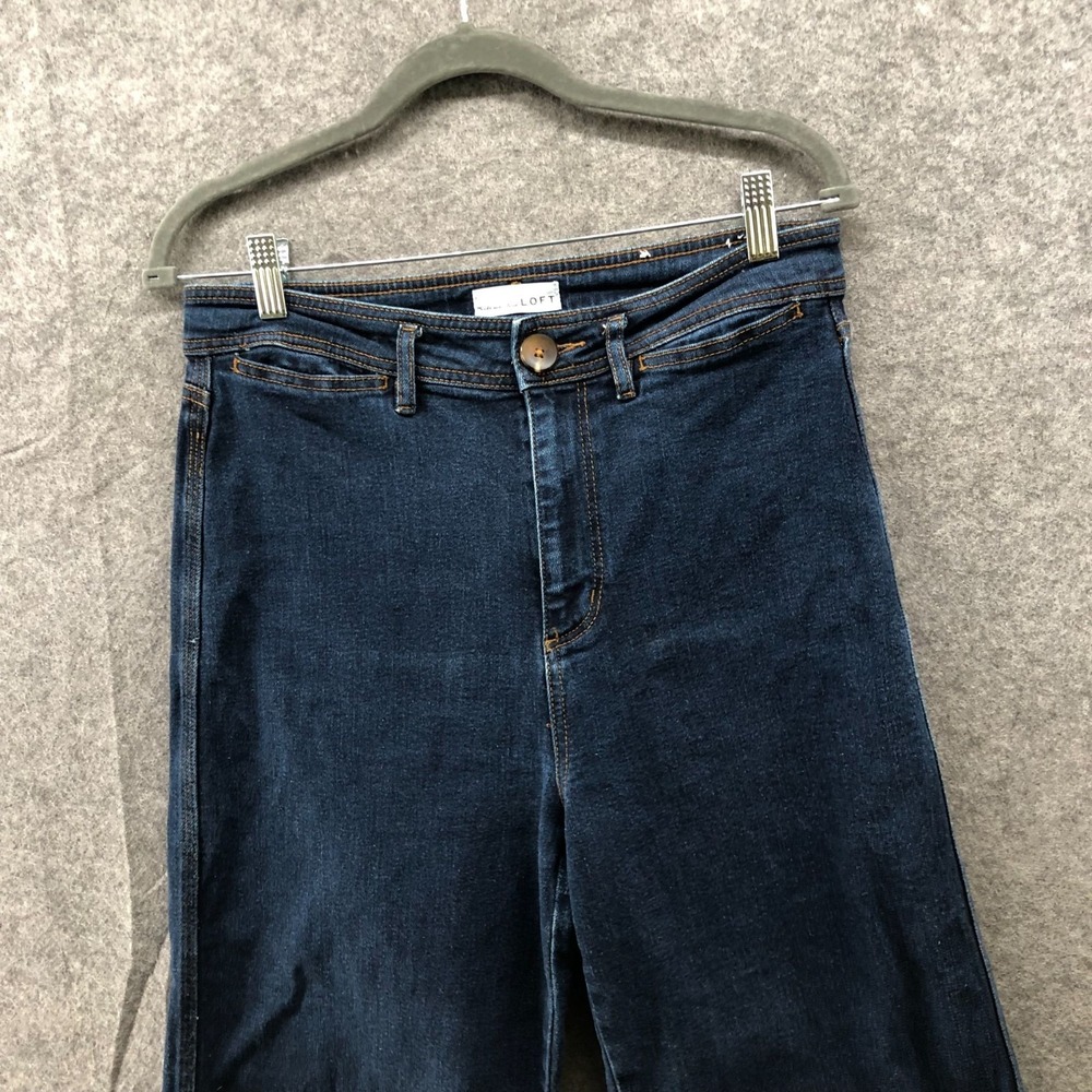 Loft High Waisted Wide Leg Crop Jeans Womens 28 / 6 Blue Dark Wash Stretch - Picture 3 of 11